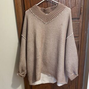 Oversized Free People brown and white sweater